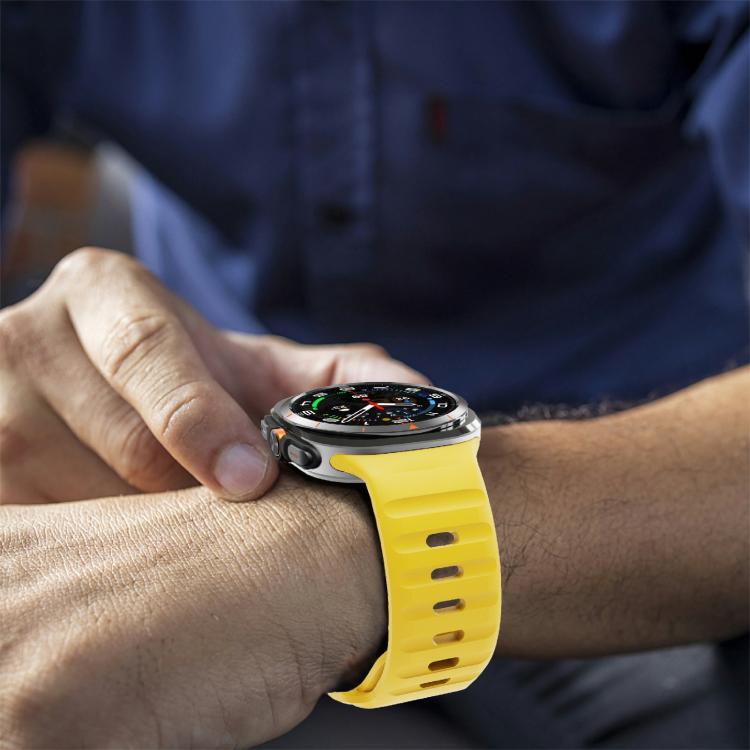 For Samsung Galaxy Watch Ultra 47mm / Ultra 2025 Kalebol Wave Reverse Buckle Silicone Strap(Racing Yellow) - free shipping - PMC TechLife - Order now!