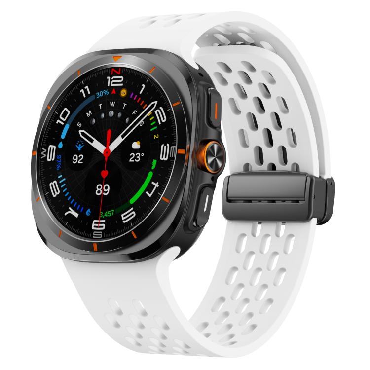 For Samsung Galaxy Watch Ultra 47mm / Ultra 2025 Kalebol Mesh Magnetic Silicone Watch Strap(White) - free shipping - PMC TechLife - Order now!