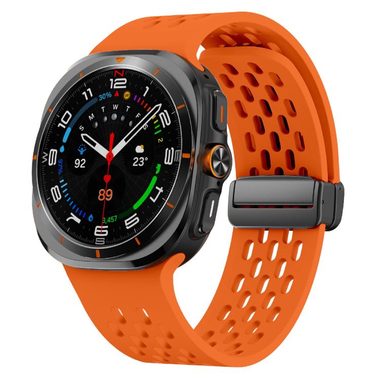 For Samsung Galaxy Watch Ultra 47mm / Ultra 2025 Kalebol Mesh Magnetic Silicone Watch Strap(Orange) - free shipping - PMC TechLife - Order now!