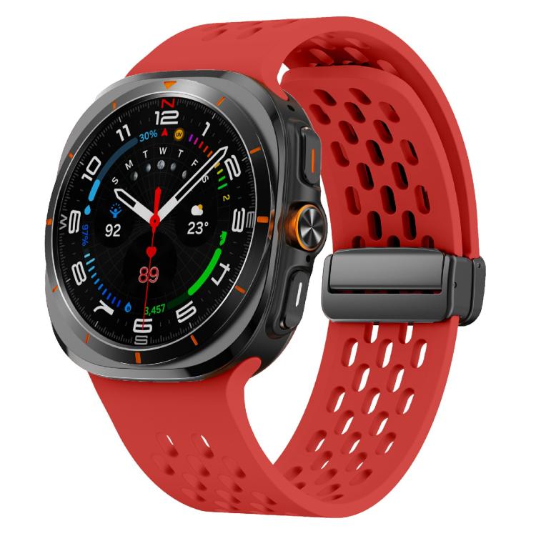 For Samsung Galaxy Watch Ultra 47mm / Ultra 2025 Kalebol Mesh Magnetic Silicone Watch Strap(Red) - free shipping - PMC TechLife - Order now!
