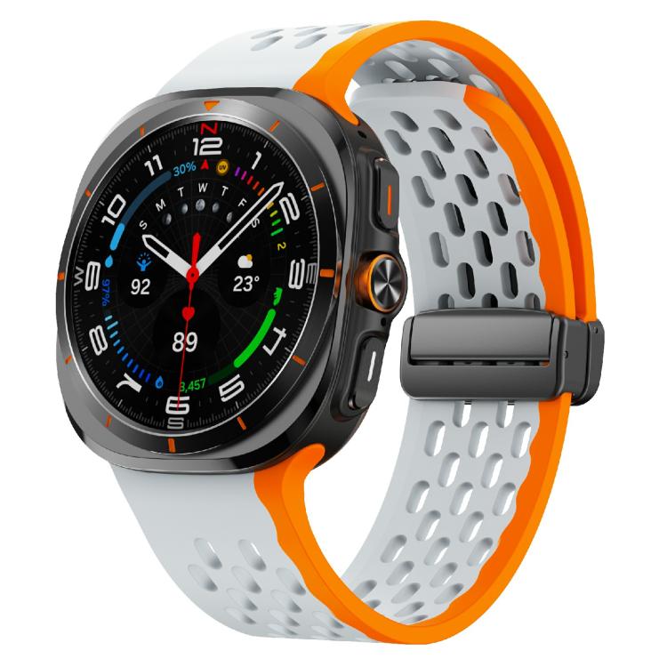 For Samsung Galaxy Watch Ultra 47mm / Ultra 2025 Kalebol Mesh Magnetic Silicone Watch Strap(Wild Path Gray Orange) - free shipping - PMC TechLife - Order now!