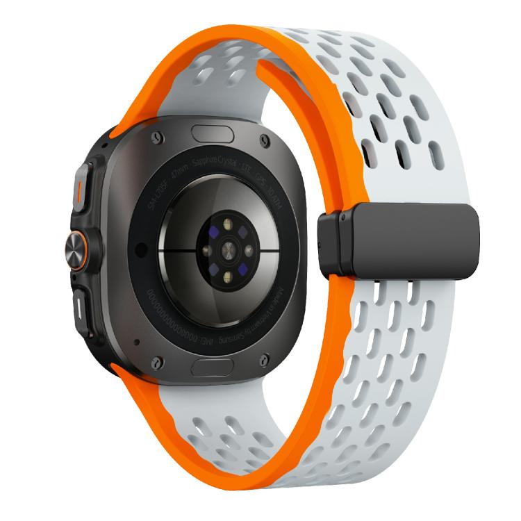 For Samsung Galaxy Watch Ultra 47mm / Ultra 2025 Kalebol Mesh Magnetic Silicone Watch Strap(Wild Path Gray Orange) - free shipping - PMC TechLife - Order now!