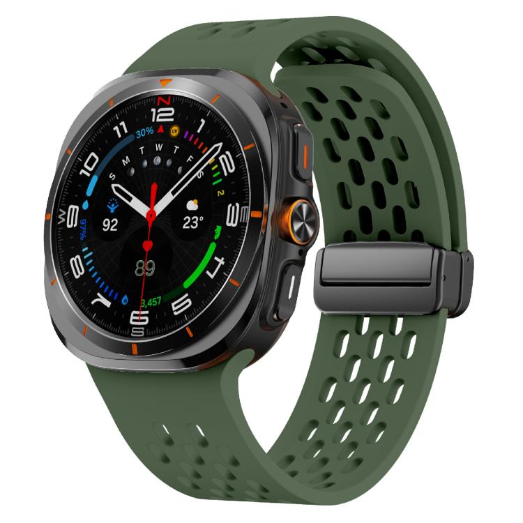 For Samsung Galaxy Watch Ultra 47mm / Ultra 2025 Kalebol Mesh Magnetic Silicone Watch Strap(Field Green) - free shipping - PMC TechLife - Order now!