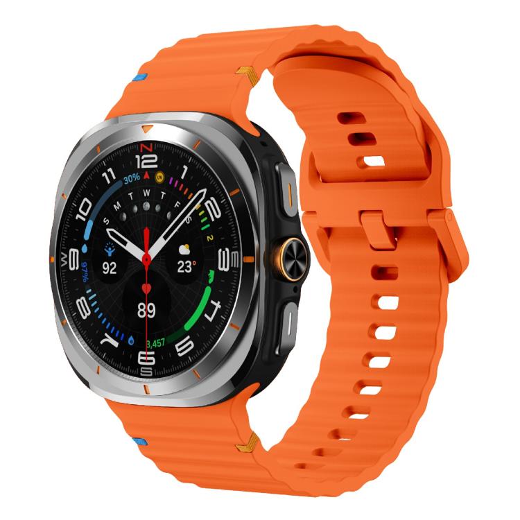 For Samsung Galaxy Watch Ultra 47mm / Ultra 2025 Kalebol Wave Stitching Silicone Strap(Orange) - free shipping - PMC TechLife - Order now!