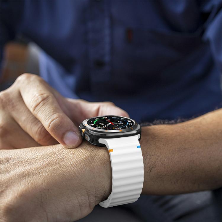 For Samsung Galaxy Watch Ultra 47mm / Ultra 2025 Kalebol Wave Stitching Silicone Strap(White) - free shipping - PMC TechLife - Order now!