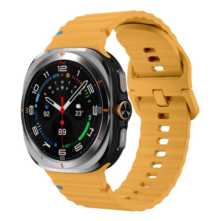 For Samsung Galaxy Watch Ultra 47mm / Ultra 2025 Kalebol Wave Stitching Silicone Strap(Yellow) - free shipping - PMC TechLife - Order now!