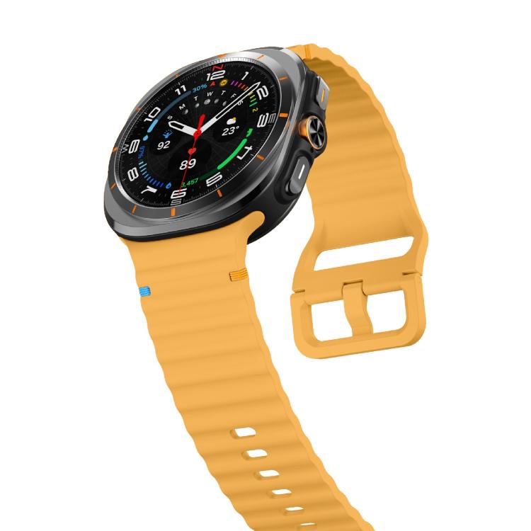 For Samsung Galaxy Watch Ultra 47mm / Ultra 2025 Kalebol Wave Stitching Silicone Strap(Yellow) - free shipping - PMC TechLife - Order now!