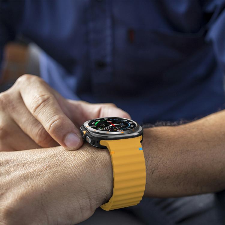 For Samsung Galaxy Watch Ultra 47mm / Ultra 2025 Kalebol Wave Stitching Silicone Strap(Yellow) - free shipping - PMC TechLife - Order now!