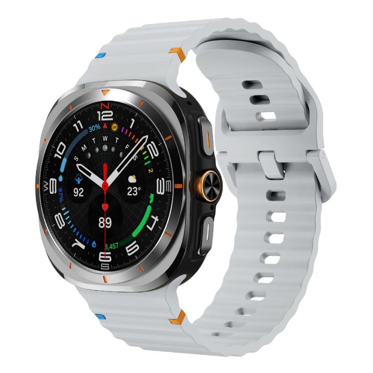 For Samsung Galaxy Watch Ultra 47mm / Ultra 2025 Kalebol Wave Stitching Silicone Strap(Light Grey) - free shipping - PMC TechLife - Order now!