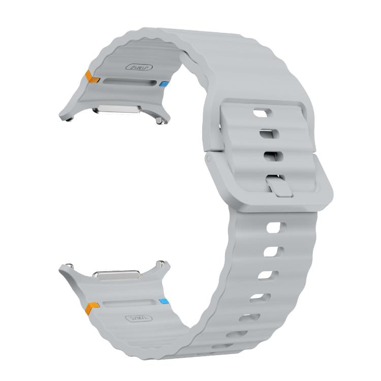 For Samsung Galaxy Watch Ultra 47mm / Ultra 2025 Kalebol Wave Stitching Silicone Strap(Light Grey) - free shipping - PMC TechLife - Order now!