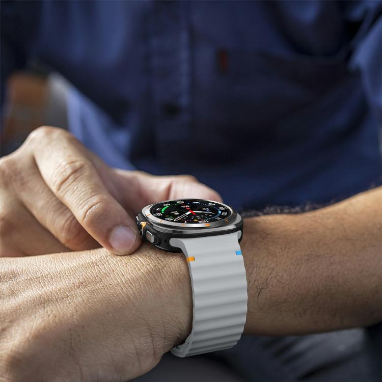 For Samsung Galaxy Watch Ultra 47mm / Ultra 2025 Kalebol Wave Stitching Silicone Strap(Light Grey) - free shipping - PMC TechLife - Order now!
