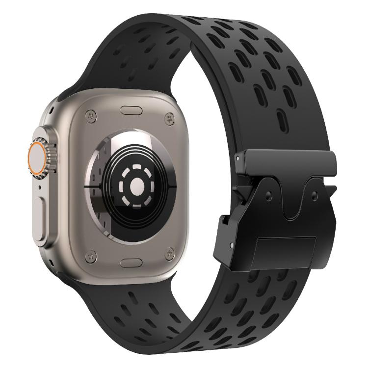 For Apple Watch 46mm / 49mm / 45mm / 44mm Kalebol Mesh Umbrella Buckle Silicone Watch Strap(Black) - Watch Bands by Kalebol | Online Shopping South Africa | PMC TechLife | Buy Now Pay Later Mobicred