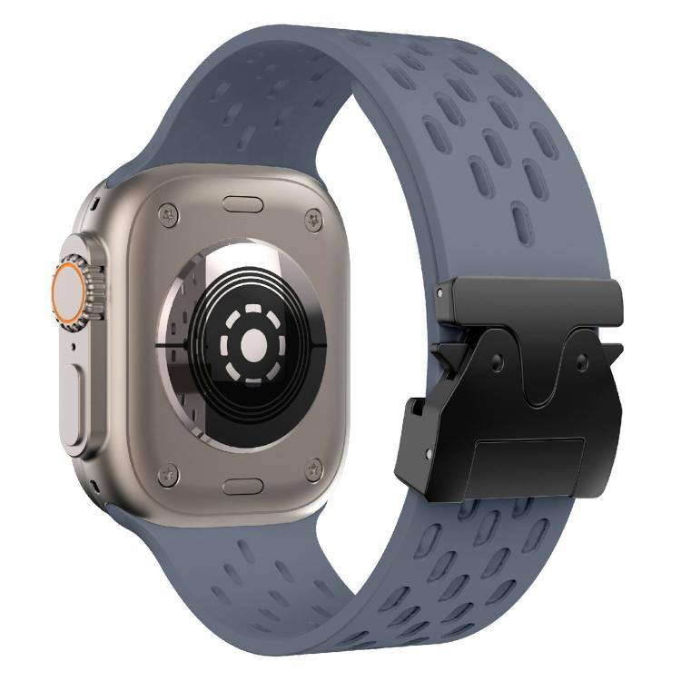 For Apple Watch 46mm / 49mm / 45mm / 44mm Kalebol Mesh Umbrella Buckle Silicone Watch Strap(Blue Grey) - Watch Bands by Kalebol | Online Shopping South Africa | PMC TechLife | Buy Now Pay Later Mobicred