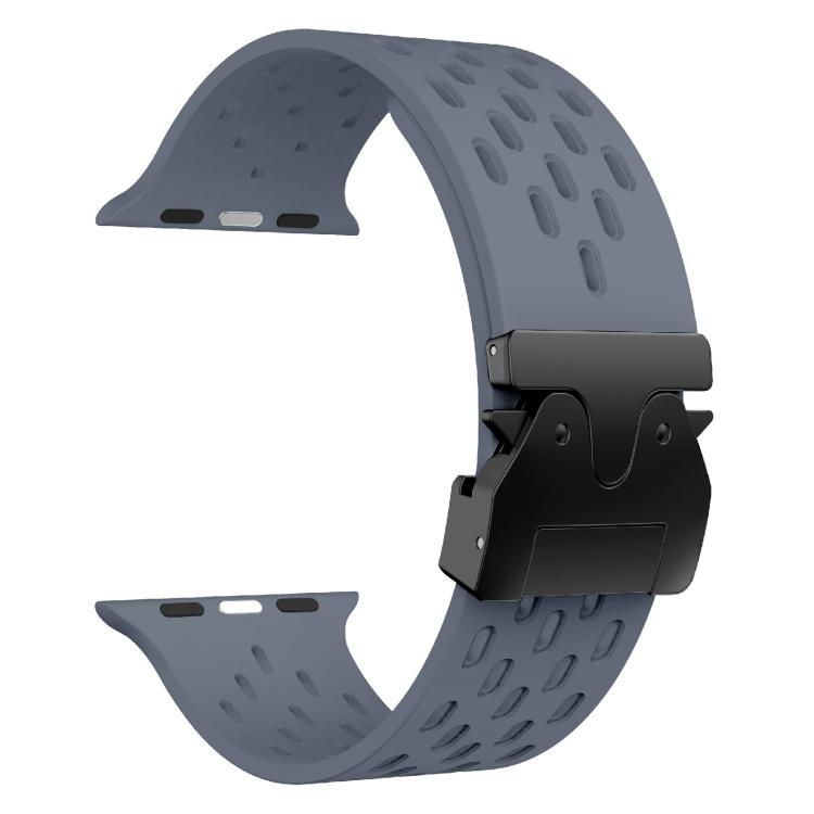For Apple Watch 46mm / 49mm / 45mm / 44mm Kalebol Mesh Umbrella Buckle Silicone Watch Strap(Blue Grey) - Watch Bands by Kalebol | Online Shopping South Africa | PMC TechLife | Buy Now Pay Later Mobicred
