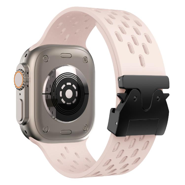 For Apple Watch 46mm / 49mm / 45mm / 44mm Kalebol Mesh Umbrella Buckle Silicone Watch Strap(Sand Pink) - Watch Bands by Kalebol | Online Shopping South Africa | PMC TechLife | Buy Now Pay Later Mobicred
