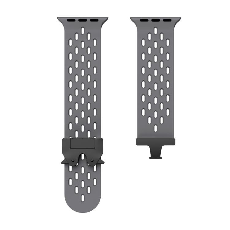 For Apple Watch 46mm / 49mm / 45mm / 44mm Kalebol Mesh Umbrella Buckle Silicone Watch Strap(Space Grey) - free shipping - PMC TechLife - Order now!