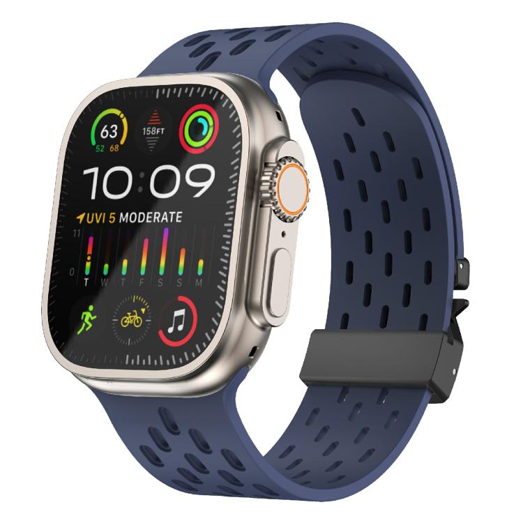 For Apple Watch 46mm / 49mm / 45mm / 44mm Kalebol Mesh Umbrella Buckle Silicone Watch Strap(Midnight Blue) - Watch Bands by Kalebol | Online Shopping South Africa | PMC TechLife | Buy Now Pay Later Mobicred