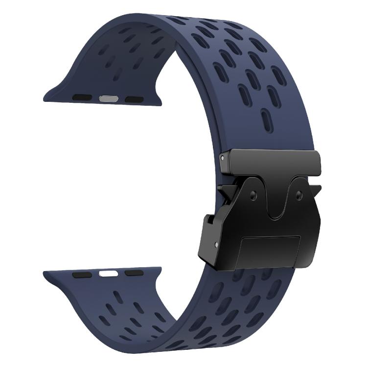 For Apple Watch 46mm / 49mm / 45mm / 44mm Kalebol Mesh Umbrella Buckle Silicone Watch Strap(Midnight Blue) - Watch Bands by Kalebol | Online Shopping South Africa | PMC TechLife | Buy Now Pay Later Mobicred