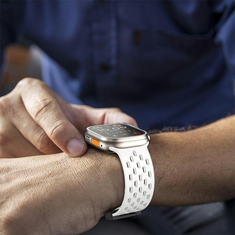 For Apple Watch 42mm / 41mm / 40mm / 38mm Kalebol Mesh Umbrella Buckle Silicone Watch Strap(White) - Watch Bands by Kalebol | Online Shopping South Africa | PMC TechLife | Buy Now Pay Later Mobicred