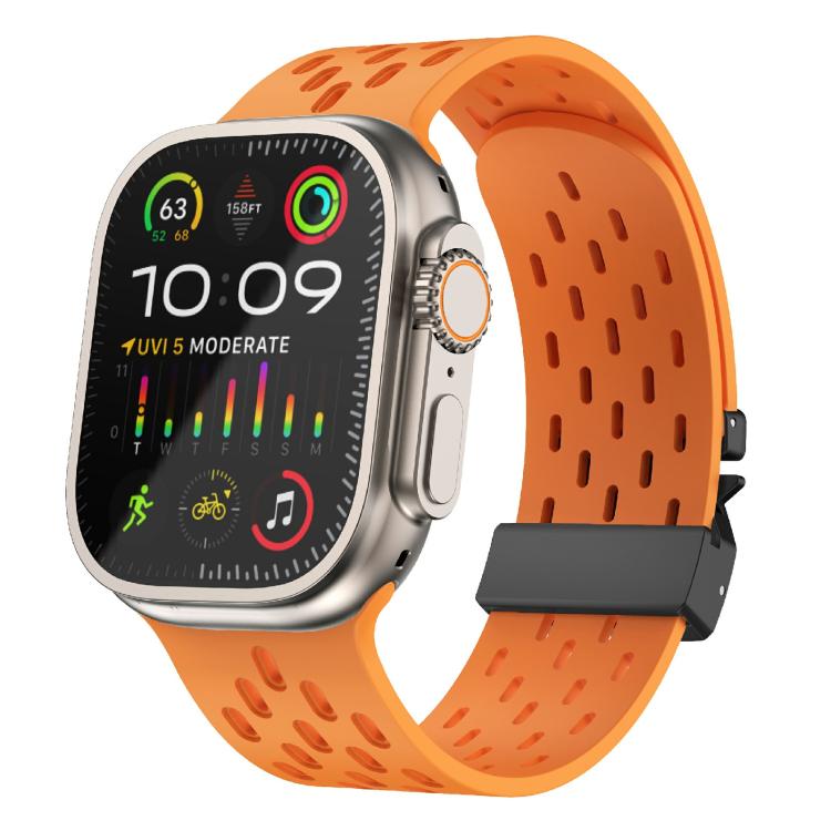 For Apple Watch 42mm / 41mm / 40mm / 38mm Kalebol Mesh Umbrella Buckle Silicone Watch Strap(Orange) - Watch Bands by Kalebol | Online Shopping South Africa | PMC TechLife | Buy Now Pay Later Mobicred