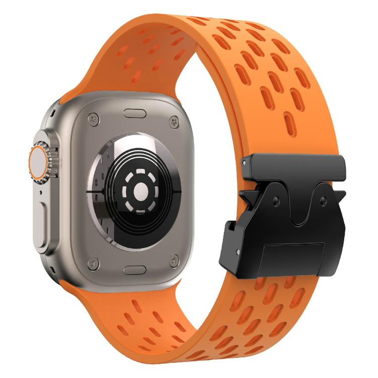 For Apple Watch 42mm / 41mm / 40mm / 38mm Kalebol Mesh Umbrella Buckle Silicone Watch Strap(Orange) - Watch Bands by Kalebol | Online Shopping South Africa | PMC TechLife | Buy Now Pay Later Mobicred