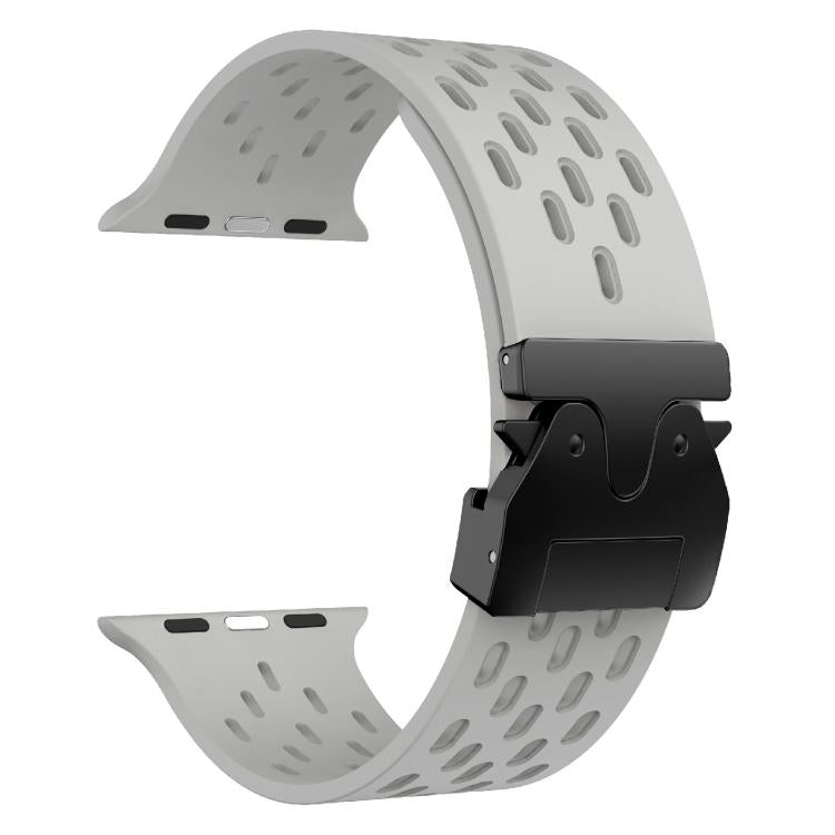 For Apple Watch 42mm / 41mm / 40mm / 38mm Kalebol Mesh Umbrella Buckle Silicone Watch Strap(Grey) - Watch Bands by Kalebol | Online Shopping South Africa | PMC TechLife | Buy Now Pay Later Mobicred