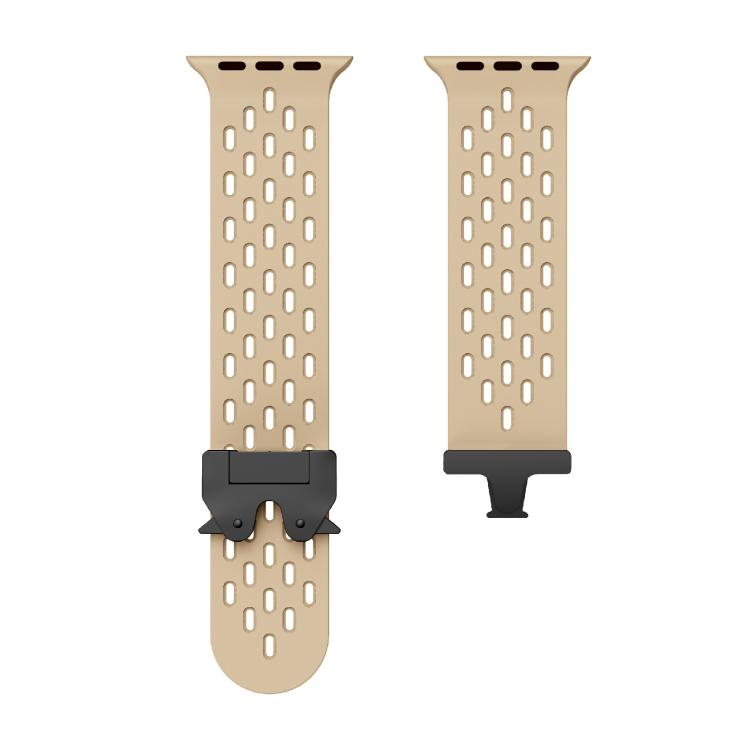 For Apple Watch 42mm / 41mm / 40mm / 38mm Kalebol Mesh Umbrella Buckle Silicone Watch Strap(Milk Tea) - Watch Bands by Kalebol | Online Shopping South Africa | PMC TechLife | Buy Now Pay Later Mobicred