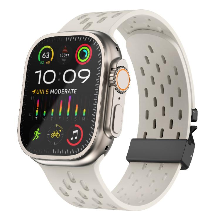 For Apple Watch 42mm / 41mm / 40mm / 38mm Kalebol Mesh Umbrella Buckle Silicone Watch Strap(Starlight) - Watch Bands by Kalebol | Online Shopping South Africa | PMC TechLife | Buy Now Pay Later Mobicred
