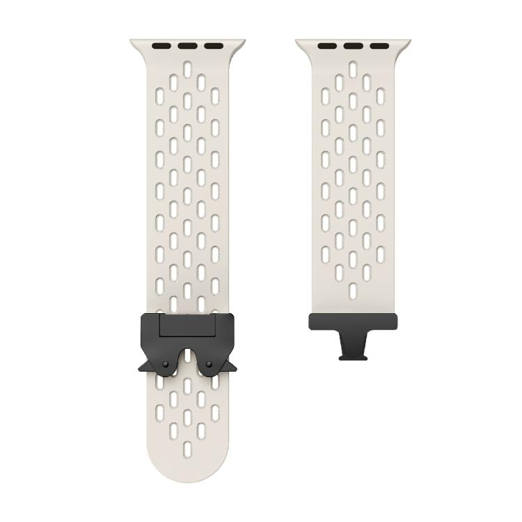 For Apple Watch 42mm / 41mm / 40mm / 38mm Kalebol Mesh Umbrella Buckle Silicone Watch Strap(Starlight) - Watch Bands by Kalebol | Online Shopping South Africa | PMC TechLife | Buy Now Pay Later Mobicred