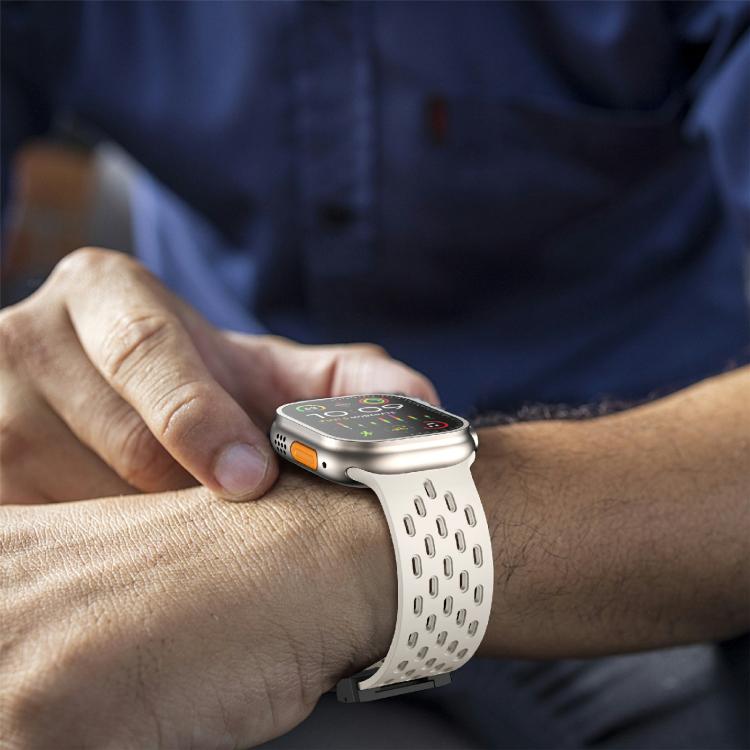 For Apple Watch 42mm / 41mm / 40mm / 38mm Kalebol Mesh Umbrella Buckle Silicone Watch Strap(Starlight) - Watch Bands by Kalebol | Online Shopping South Africa | PMC TechLife | Buy Now Pay Later Mobicred