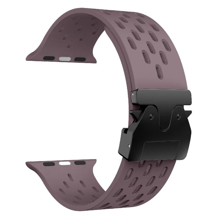 For Apple Watch 42mm / 41mm / 40mm / 38mm Kalebol Mesh Umbrella Buckle Silicone Watch Strap(Smoky Purple) - Watch Bands by Kalebol | Online Shopping South Africa | PMC TechLife | Buy Now Pay Later Mobicred