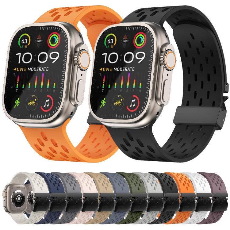 For Apple Watch 46mm / 49mm / 45mm / 44mm Kalebol Mesh Umbrella Buckle Silicone Watch Strap(Starlight) - free shipping - PMC TechLife - Order now!