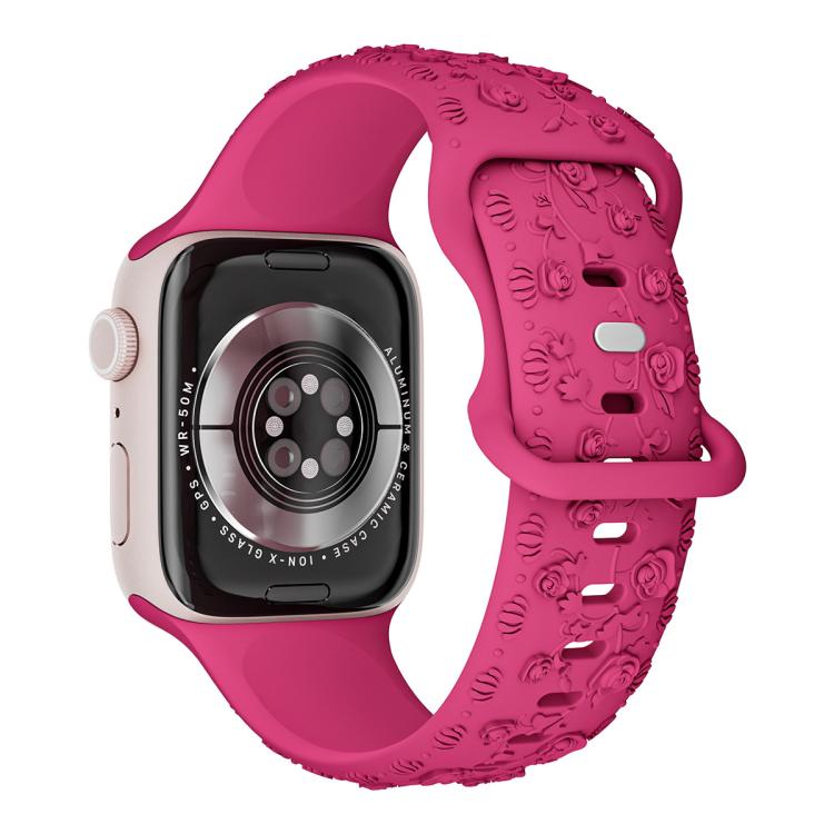 For Apple Watch 46mm / 49mm / 45mm / 44mm Embossed 3D Rose Flower Silicone Watch Band(Pink) - Watch Bands by PMc TechLife | Online Shopping South Africa | PMc TechLife | Buy Now Pay Later Mobicred