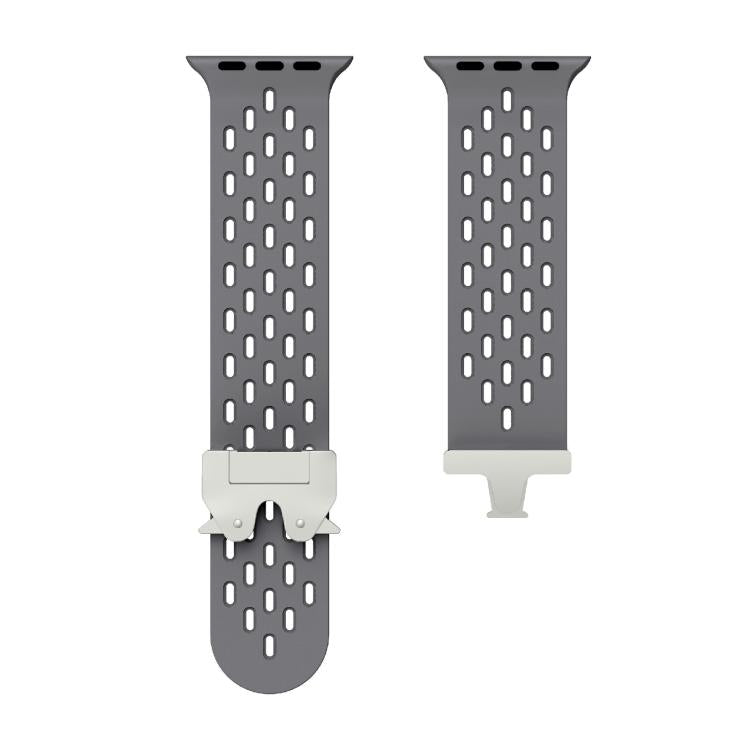 For Apple Watch 46mm / 49mm / 45mm / 44mm Kalebol Mesh Silver Umbrella Buckle Silicone Strap(Space Grey) - free shipping - PMC TechLife - Order now!