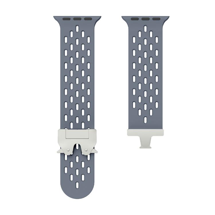 For Apple Watch 42mm / 41mm / 40mm / 38mm Kalebol Mesh Silver Umbrella Buckle Silicone Strap(Blue Grey) - free shipping - PMC TechLife - Order now!