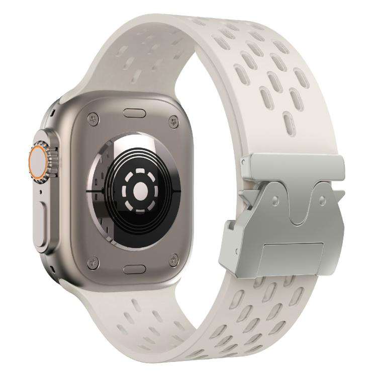 For Apple Watch 42mm / 41mm / 40mm / 38mm Kalebol Mesh Silver Umbrella Buckle Silicone Strap(Starlight) - free shipping - PMC TechLife - Order now!