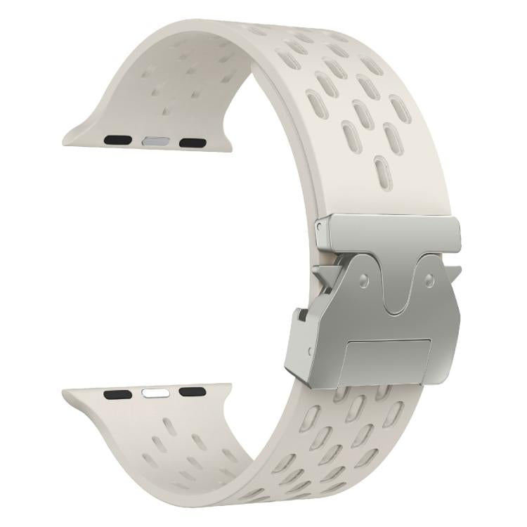 For Apple Watch 42mm / 41mm / 40mm / 38mm Kalebol Mesh Silver Umbrella Buckle Silicone Strap(Starlight) - free shipping - PMC TechLife - Order now!