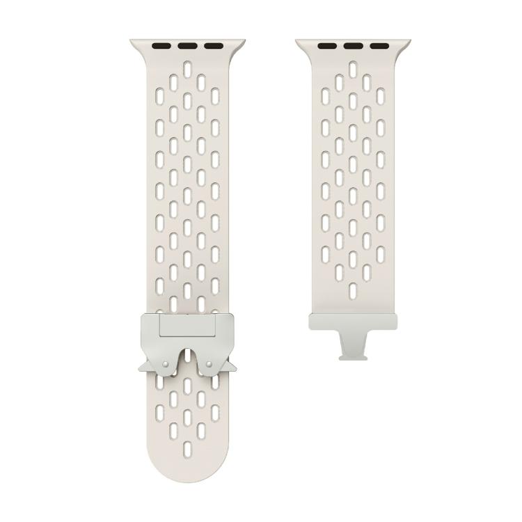 For Apple Watch 42mm / 41mm / 40mm / 38mm Kalebol Mesh Silver Umbrella Buckle Silicone Strap(Starlight) - free shipping - PMC TechLife - Order now!