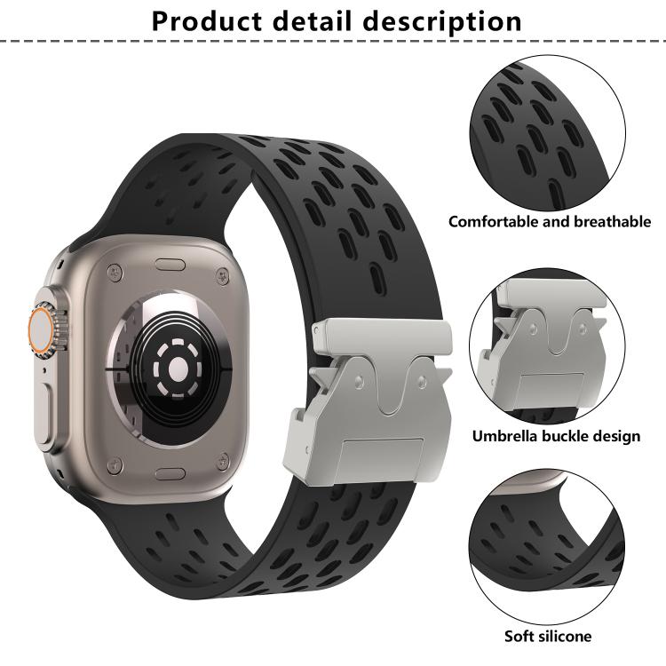 For Apple Watch 42mm / 41mm / 40mm / 38mm Kalebol Mesh Silver Umbrella Buckle Silicone Strap(Sand Pink) - free shipping - PMC TechLife - Order now!