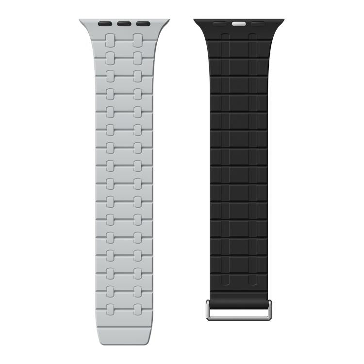 For Apple Watch 46mm / 49mm / 45mm / 44mm Kalebol Magnetic Silicone Watch Strap(Light Grey Black) - free shipping - PMC TechLife - Order now!