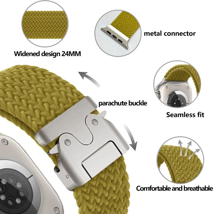 For Apple Watch 46mm / 49mm / 45mm / 44mm Kalebol Wide Umbrella Braided Strap(Yellow Green) - Watch Bands by Kalebol | Online Shopping South Africa | PMC TechLife | Buy Now Pay Later Mobicred