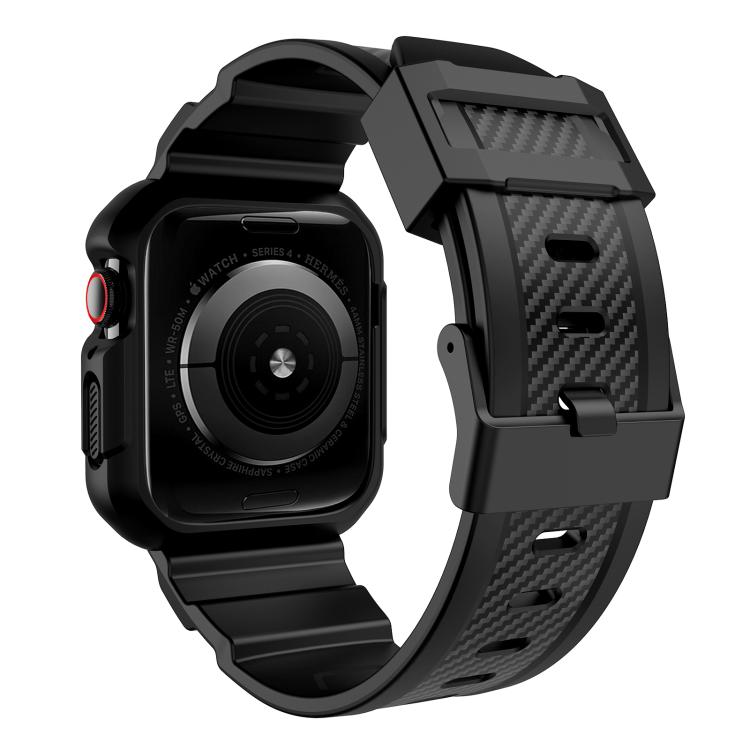 For Apple Watch 46mm / 45mm / 44mm / 42mm VIETAO Carbon Fiber Silicone Strap(Black) - Watch Bands by VIETAO | Online Shopping South Africa | PMc TechLife | Buy Now Pay Later Mobicred