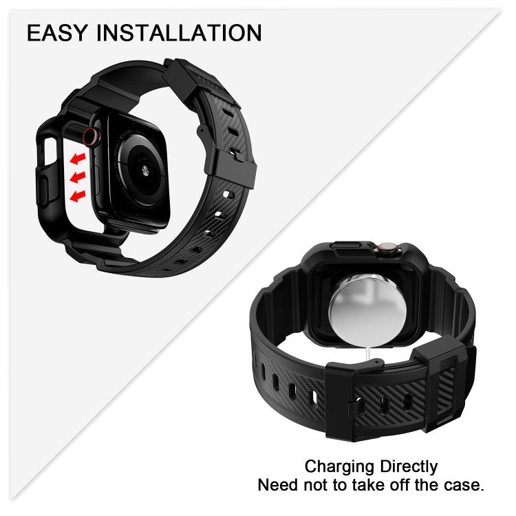 For Apple Watch 46mm / 45mm / 44mm / 42mm VIETAO Carbon Fiber Silicone Strap(Black) - Watch Bands by VIETAO | Online Shopping South Africa | PMc TechLife | Buy Now Pay Later Mobicred