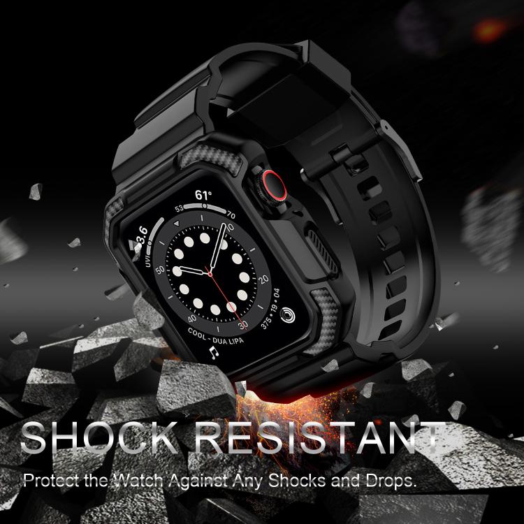 For Apple Watch 46mm / 45mm / 44mm / 42mm VIETAO Carbon Fiber Silicone Strap(Black) - Watch Bands by VIETAO | Online Shopping South Africa | PMc TechLife | Buy Now Pay Later Mobicred