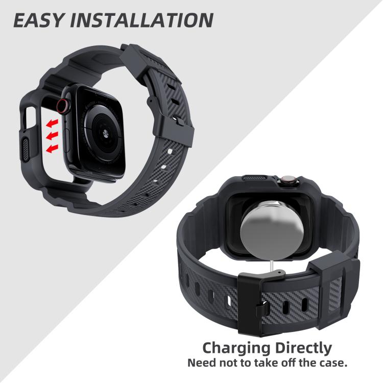 For Apple Watch 46mm / 45mm / 44mm / 42mm VIETAO Carbon Fiber Silicone Strap(Dark Gray) - free shipping - PMc TechLife - Order now!