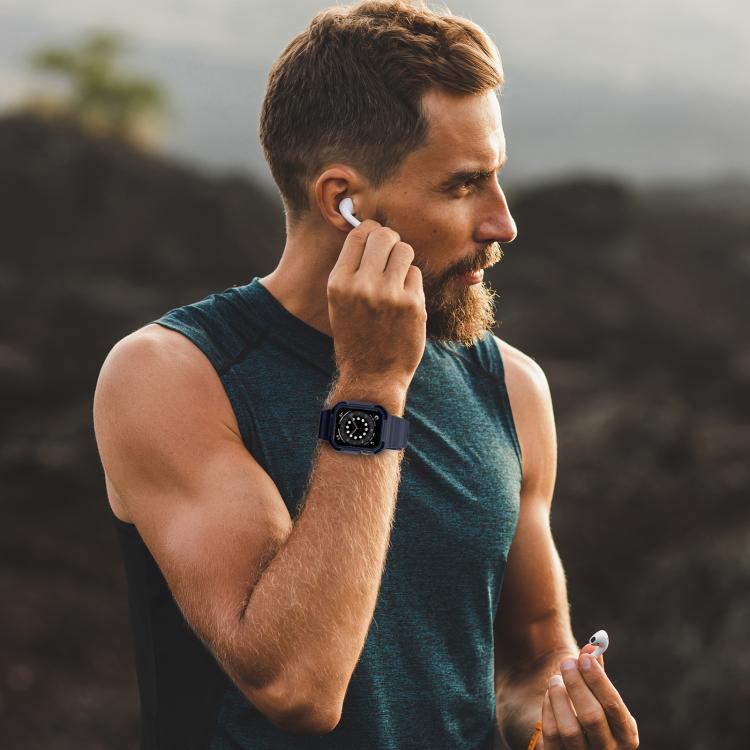 For Apple Watch 46mm / 45mm / 44mm / 42mm VIETAO Carbon Fiber Silicone Strap(Dark Blue) - free shipping - PMc TechLife - Order now!