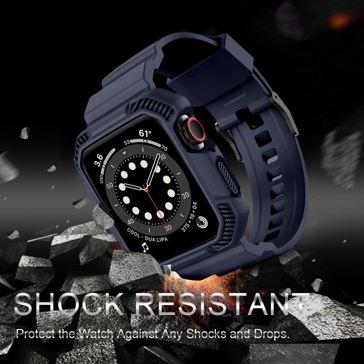 For Apple Watch 46mm / 45mm / 44mm / 42mm VIETAO Carbon Fiber Silicone Strap(Dark Blue) - free shipping - PMc TechLife - Order now!