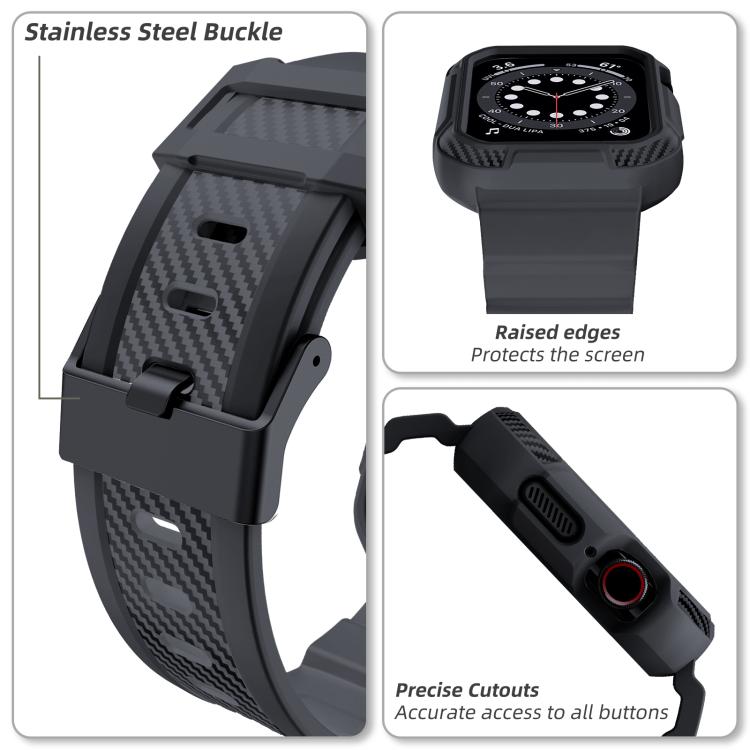 For Apple Watch 42mm / 41mm / 40mm / 38mm VIETAO Carbon Fiber Silicone Strap(Dark Gray) - free shipping - PMc TechLife - Order now!