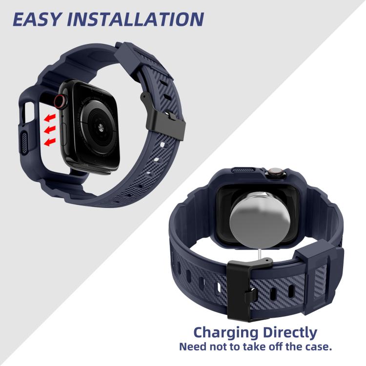 For Apple Watch 42mm / 41mm / 40mm / 38mm VIETAO Carbon Fiber Silicone Strap(Dark Blue) - free shipping - PMc TechLife - Order now!