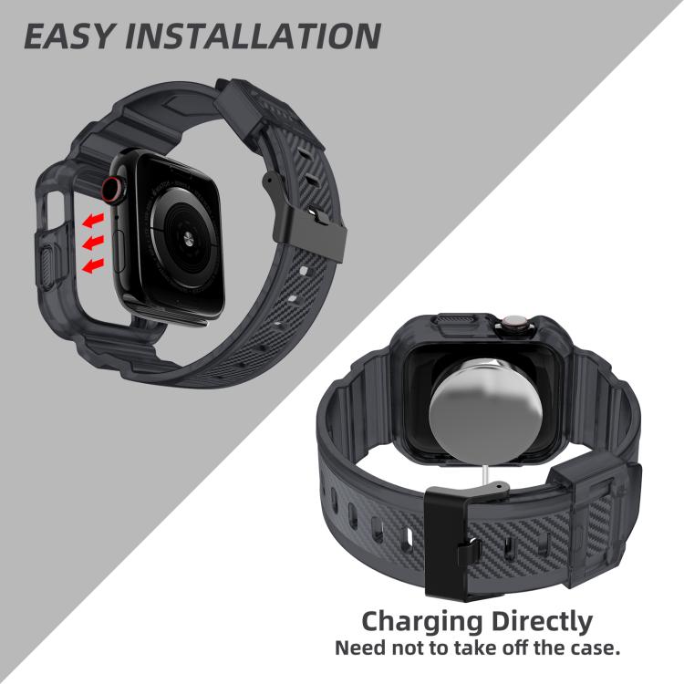 For Apple Watch 42mm / 41mm / 40mm / 38mm VIETAO Carbon Fiber Silicone Strap(Transparent Grey) - free shipping - PMc TechLife - Order now!